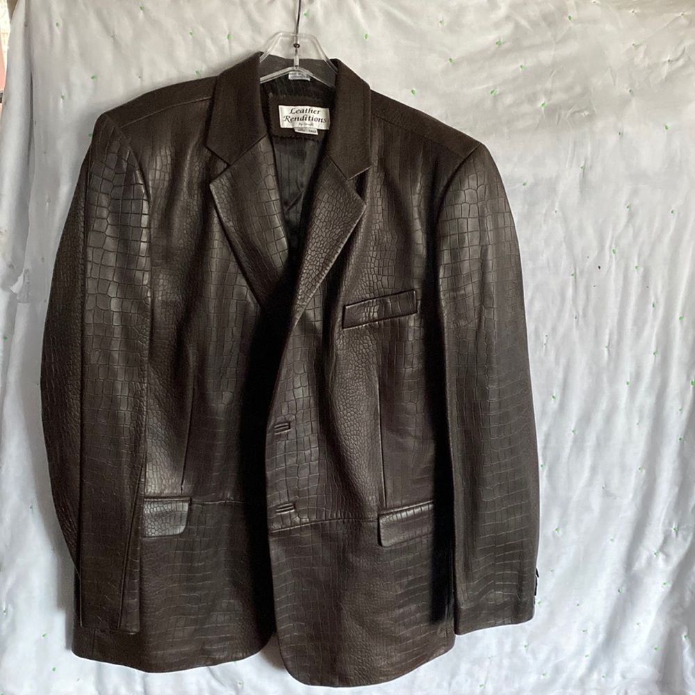 Embossed lambs leather jacket by Leather Renditions by Sandi dark brown NICE!